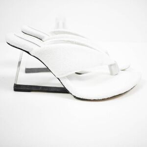 25. Good American White Terry Thong Wedge Sandals Women Size 6 Wedges Block Heel